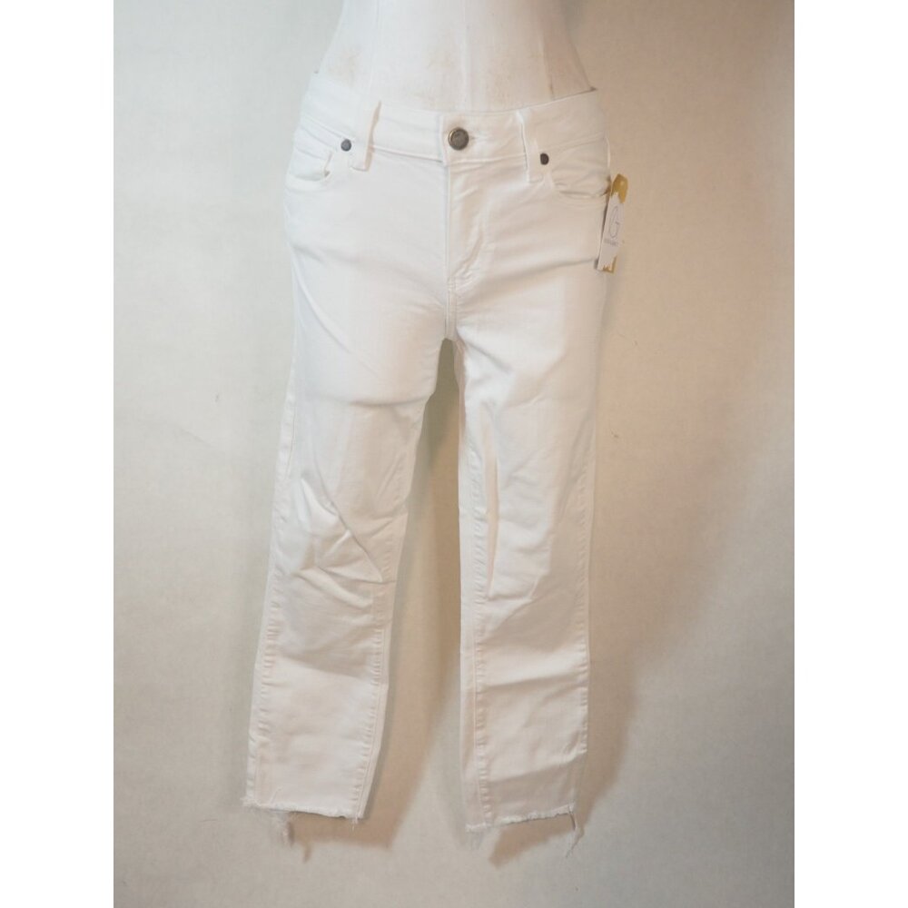 Paige White Verdugo Crop Raw Hem Denim Jeans, Size 26
